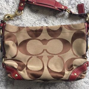 COACH signature hobo red/tan